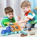 9 Pack Cars Toys for 2 3 4 5 Years Old Toddlers Boys and Girls Gift, Big Transport Truck with 8 Small Cute Pull Back Trucks, Colorful Assorted Vehicles Playset, Carrier Truck with Sound and Light