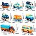 9 Pack Cars Toys for 2 3 4 5 Years Old Toddlers Boys and Girls Gift, Big Transport Truck with 8 Small Cute Pull Back Trucks, Colorful Assorted Vehicles Playset, Carrier Truck with Sound and Light