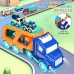 9 Pack Cars Toys for 2 3 4 5 Years Old Toddlers Boys and Girls Gift, Big Transport Truck with 8 Small Cute Pull Back Trucks, Colorful Assorted Vehicles Playset, Carrier Truck with Sound and Light